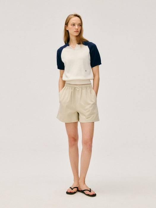 Wconcept_Depound color block half sleeve knit - navy