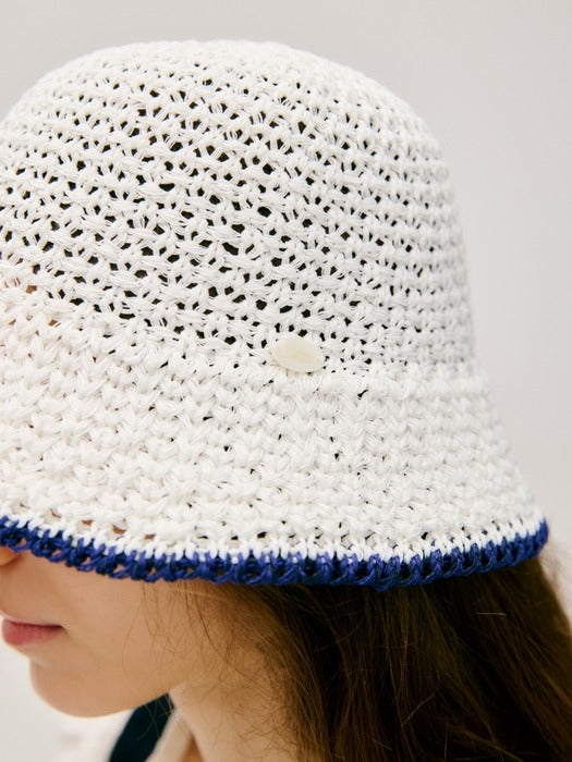 Wconcept_Depound line point knitted bucket hat - white