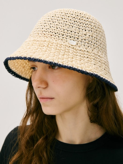 Wconcept_Depound line point knitted bucket hat - natural