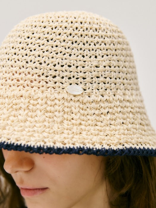 Wconcept_Depound line point knitted bucket hat - natural