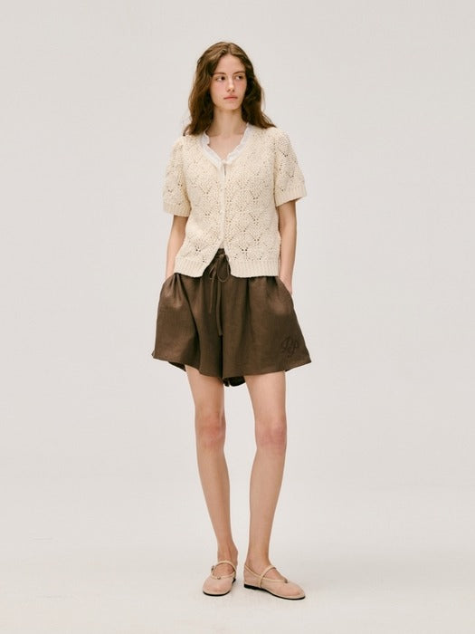 Wconcept_Depound crochet cotton short cardigan - ivory