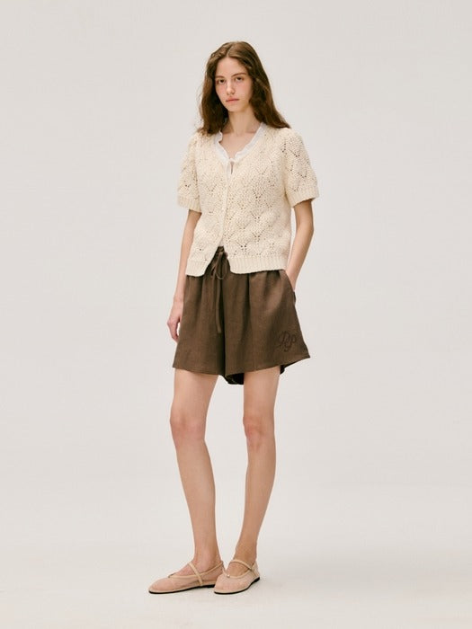 Wconcept_Depound crochet cotton short cardigan - ivory