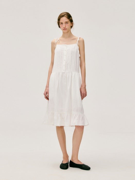 Wconcept_Depound pintuck sleeveless midi one-piece - white