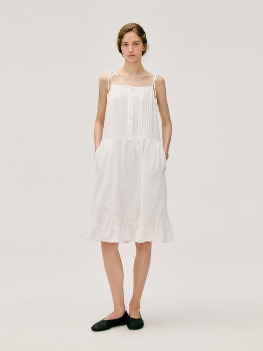 Wconcept_Depound pintuck sleeveless midi one-piece - white