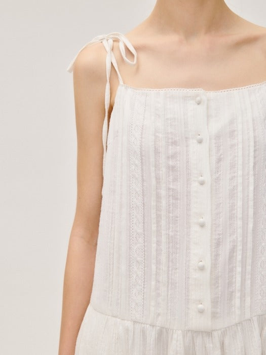 Wconcept_Depound pintuck sleeveless midi one-piece - white