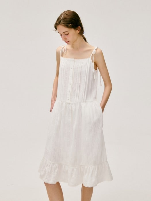 Wconcept_Depound pintuck sleeveless midi one-piece - white