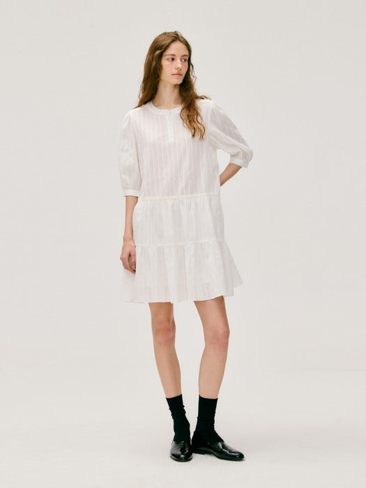 Wconcept_Depound jacquard shirring one-piece - white