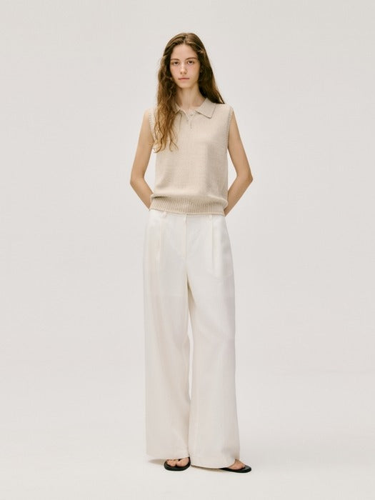 Wconcept_Depound linen back banding pants - white