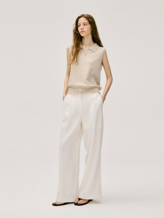 Wconcept_Depound linen back banding pants - white