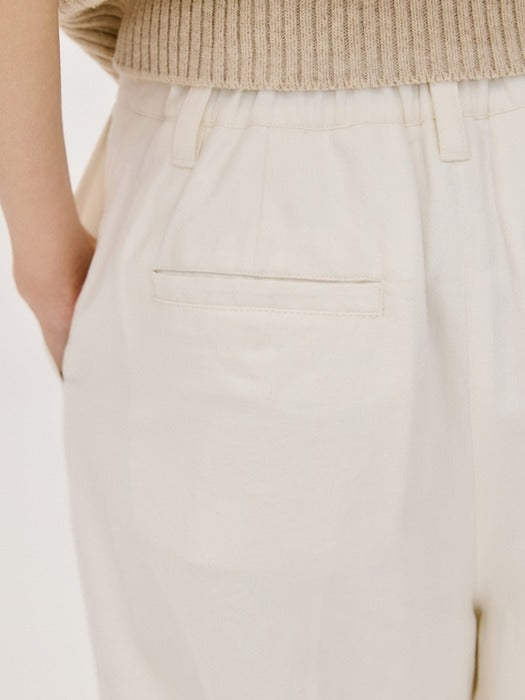Wconcept_Depound linen back banding pants - white