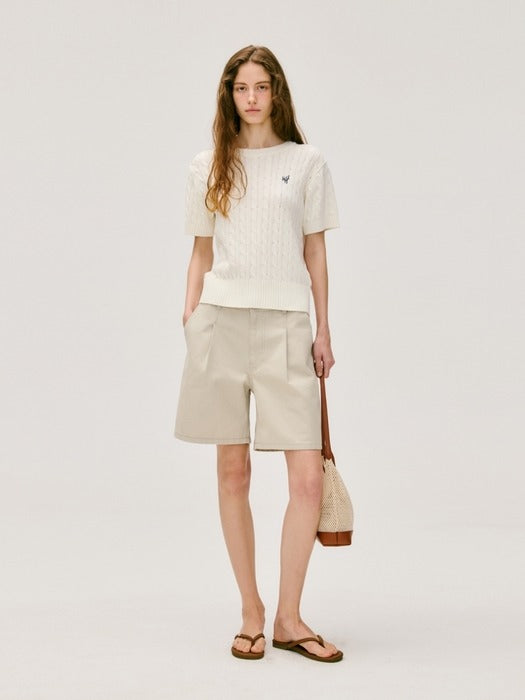 Wconcept_Depound pintuck color half pants - light khaki