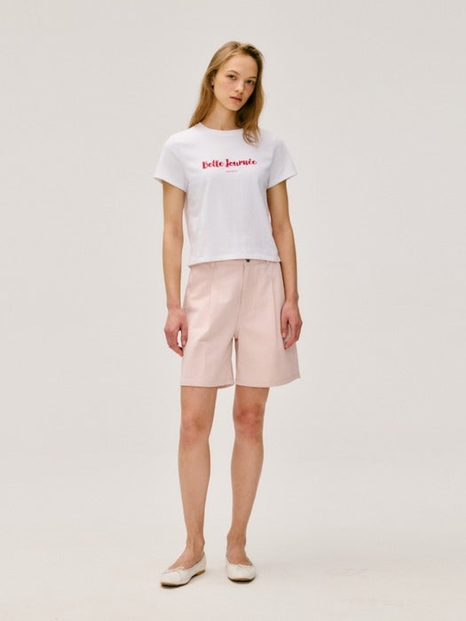 Wconcept_Depound pintuck color half pants - light pink