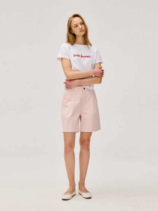 Wconcept_Depound pintuck color half pants - light pink