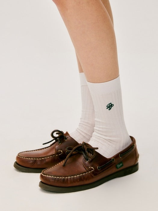 Depound mercerized cotton logo socks - ivory