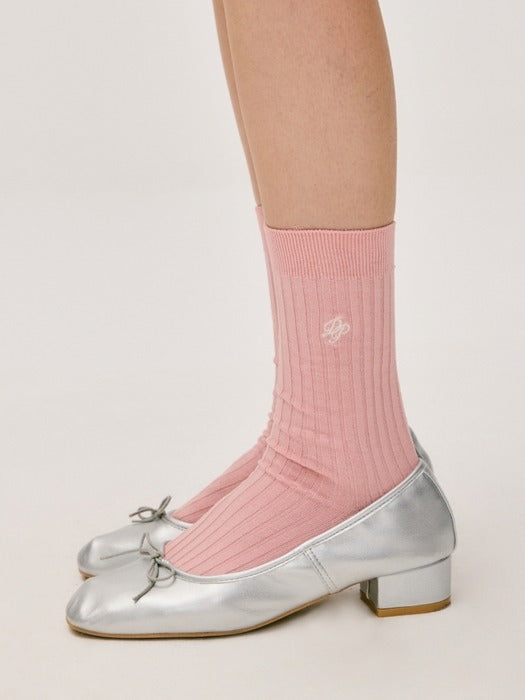 Wconcept_Depound mercerized cotton logo socks - pink
