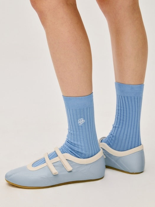 Wconcept_Depound mercerized cotton logo socks - blue