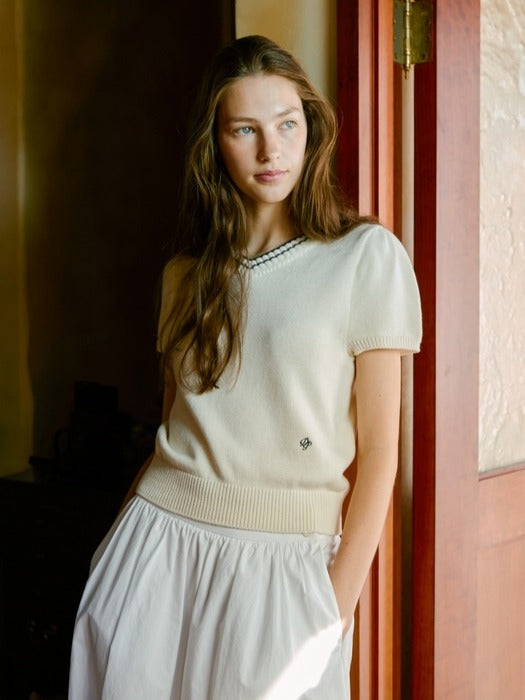 Wconcept_Depound v neck half sleeve pullover - butter