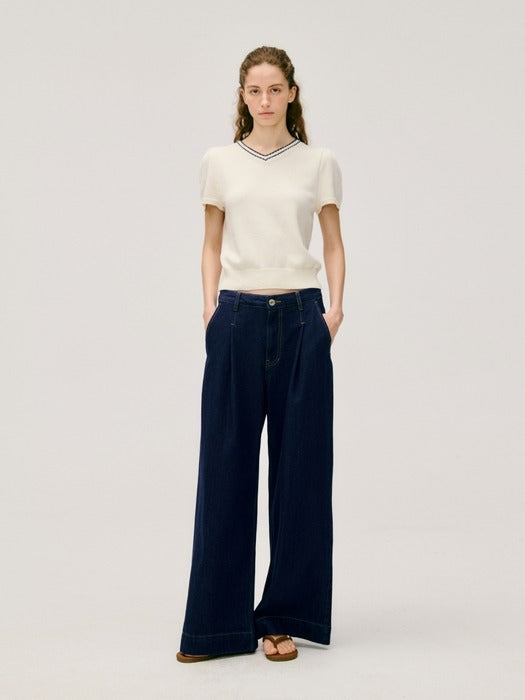 Wconcept_Depound v neck half sleeve pullover - ivory
