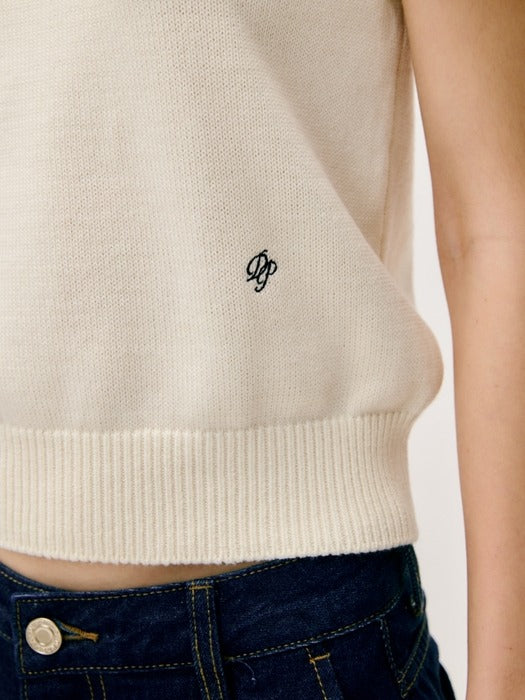 Wconcept_Depound v neck half sleeve pullover - ivory