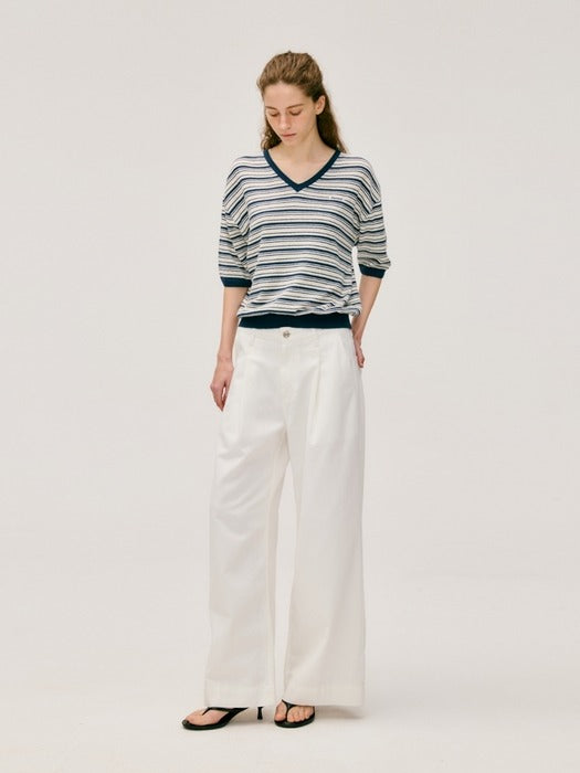 Wconcept_Depound wide tuck denim pants - white