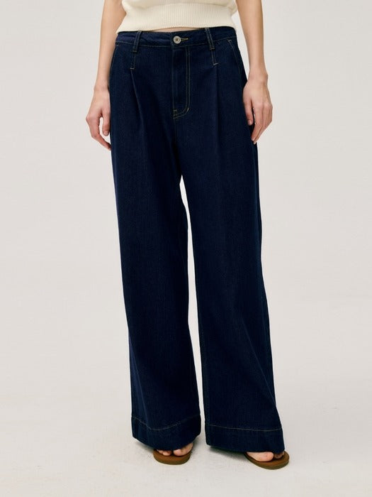 Wconcept_Depound wide tuck denim pants - indigo
