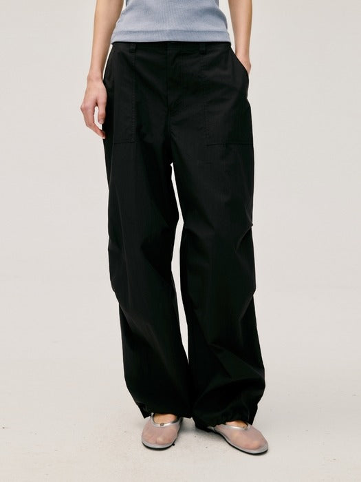 Wconcept_Depound cotton nylon banding pants - black