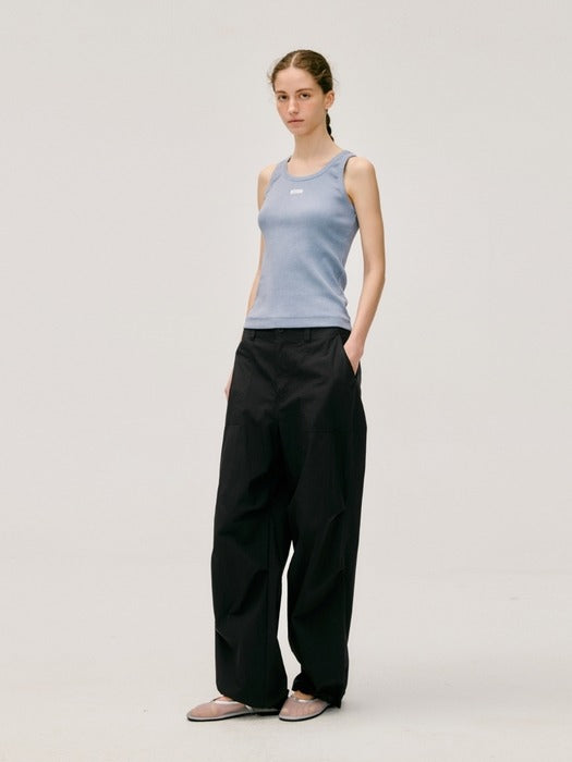 Wconcept_Depound cotton nylon banding pants - black