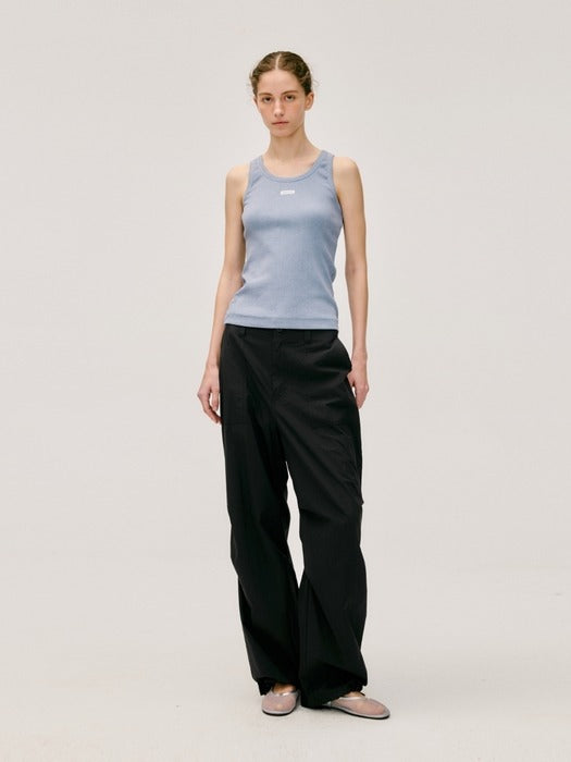 Wconcept_Depound cotton nylon banding pants - black