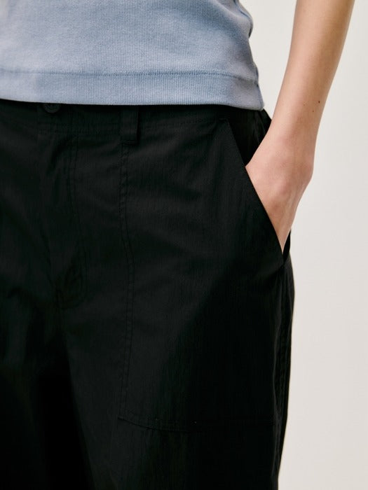 Wconcept_Depound cotton nylon banding pants - black