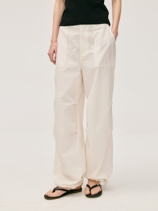 Wconcept_Depound cotton nylon banding pants - off white
