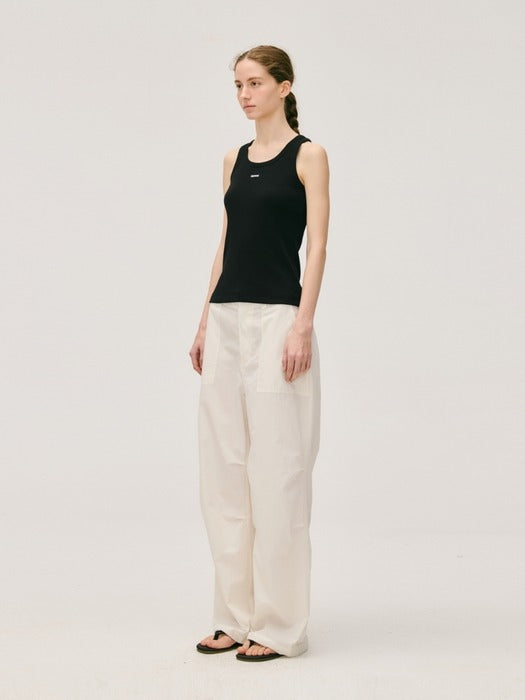 Wconcept_Depound cotton nylon banding pants - off white