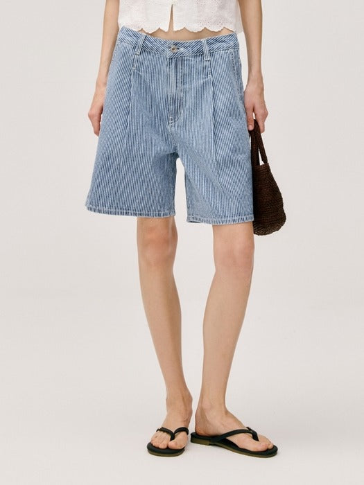 Wconcept_Depound stripe half denim pants - blue