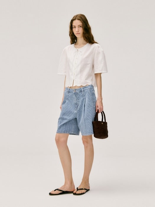 Wconcept_Depound stripe half denim pants - blue