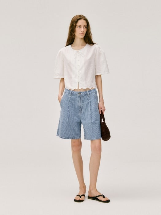 Wconcept_Depound stripe half denim pants - blue