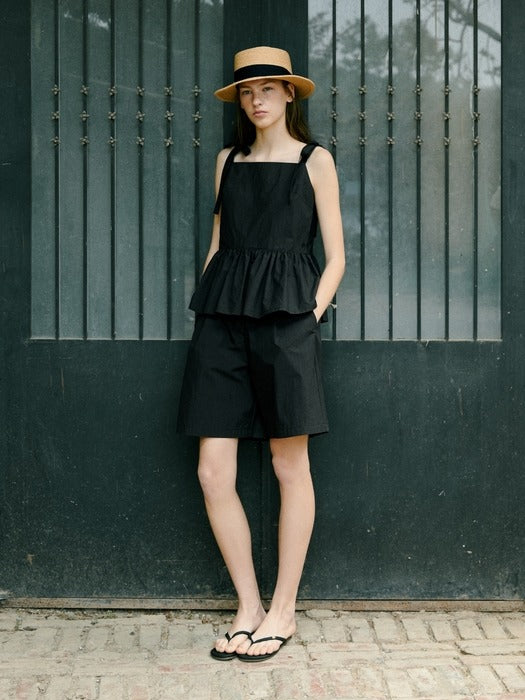 Wconcept_Depound wrinkle midi pants - black