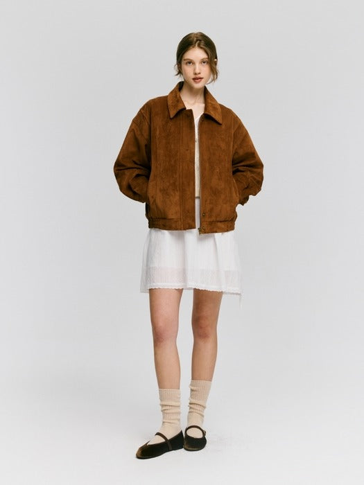Depound suede loose jacket - brown