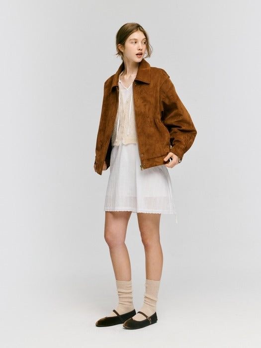 Depound suede loose jacket - brown