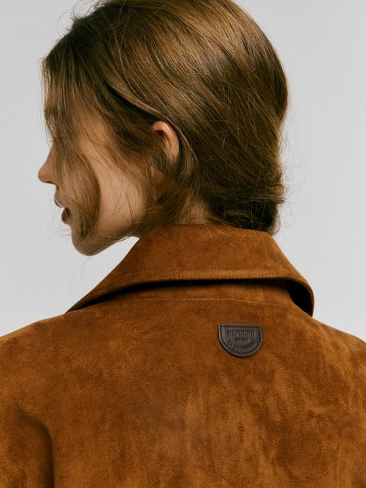Depound suede loose jacket - brown