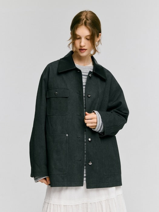 Wconcept_Depound metal button work jacket - charcoal