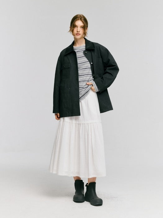 Wconcept_Depound metal button work jacket - charcoal