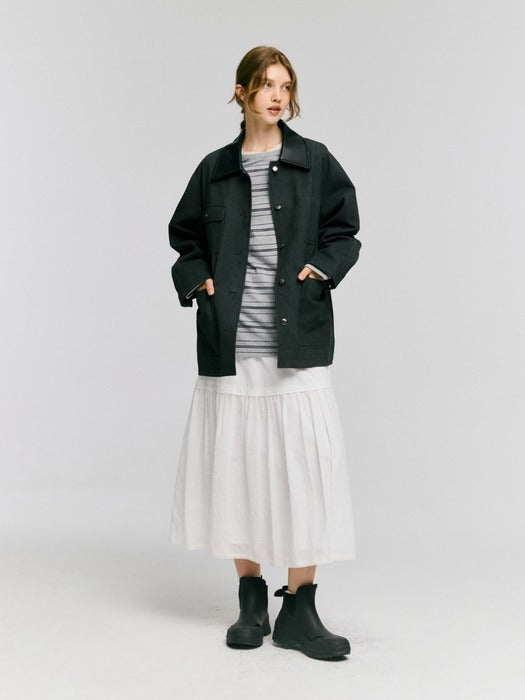 Wconcept_Depound metal button work jacket - charcoal