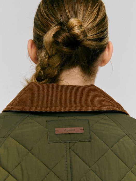 Wconcept_Depound collar quilted half jacket - khaki