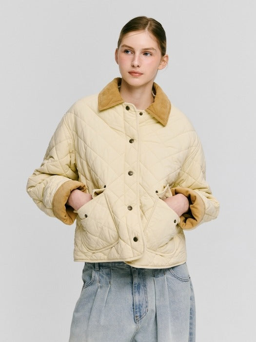 Wconcept_Depound collar quilted short jacket - butter