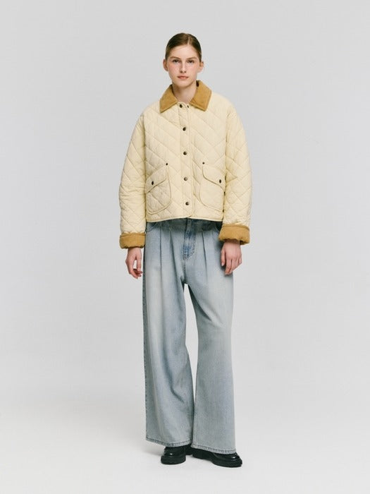 Wconcept_Depound collar quilted short jacket - butter