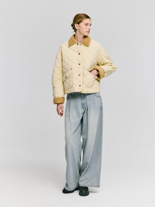 Wconcept_Depound collar quilted short jacket - butter