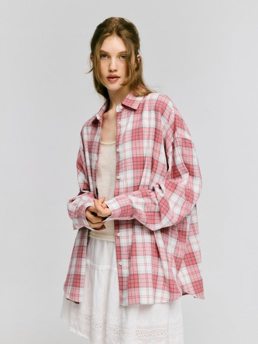 Wconcept_Depound oversized flannel check shirts - pink check