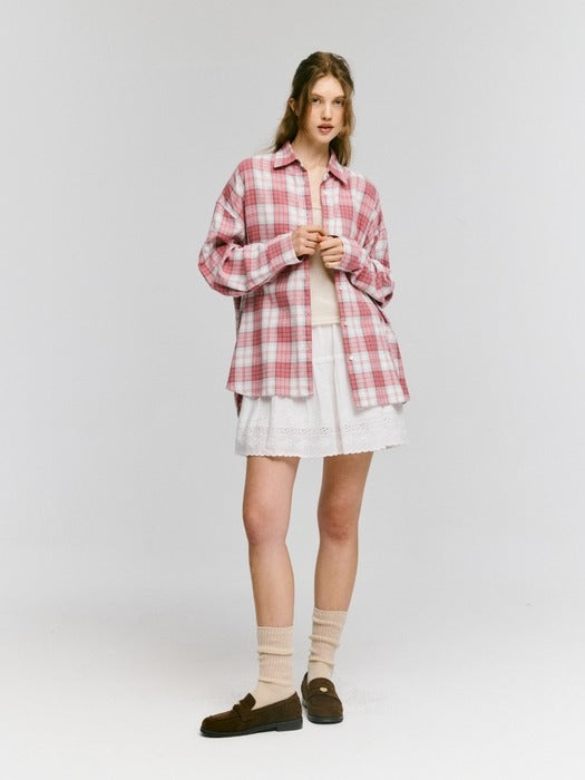 Wconcept_Depound oversized flannel check shirts - pink check