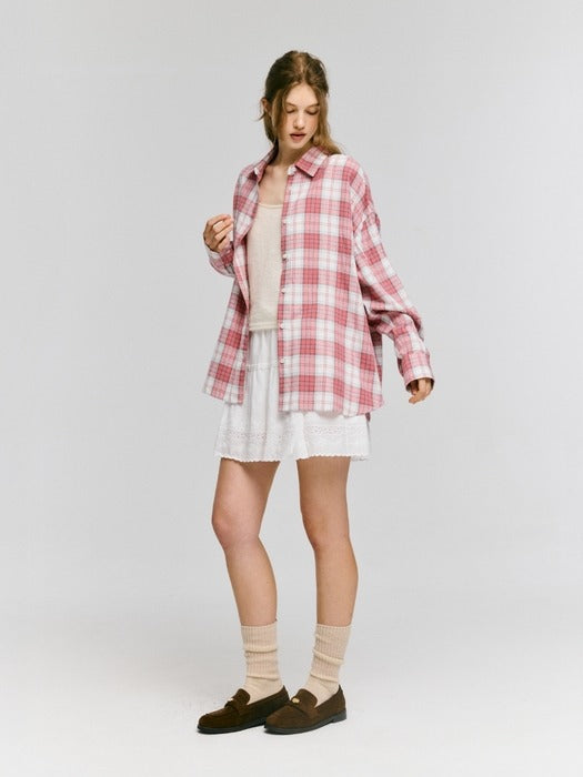 Wconcept_Depound oversized flannel check shirts - pink check