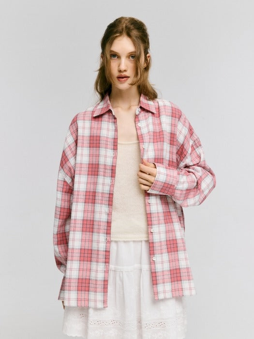Wconcept_Depound oversized flannel check shirts - pink check