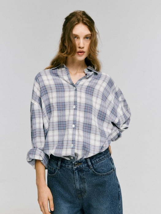 Wconcept_Depound oversized flannel check shirts - blue check